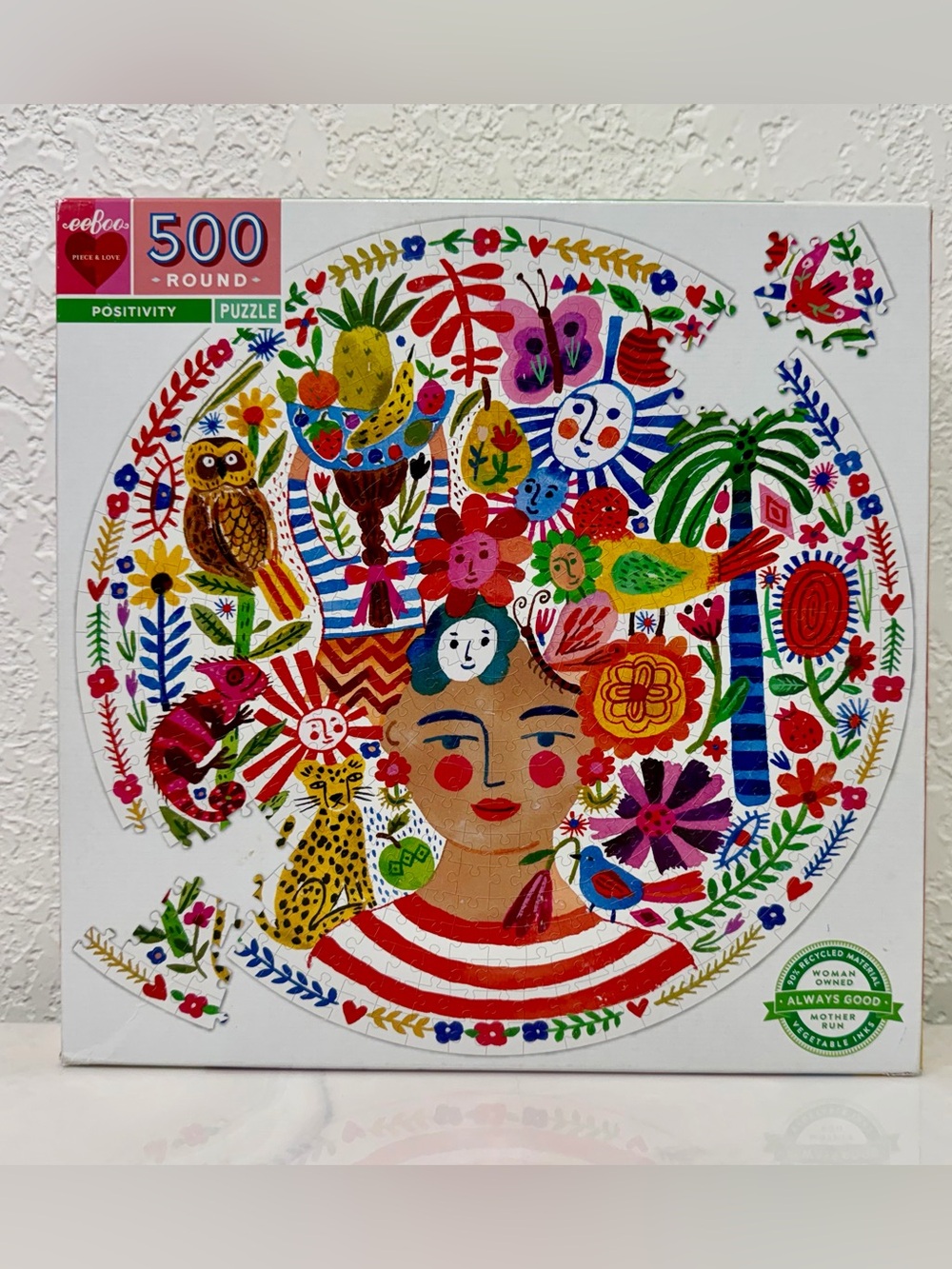 Eeboo Positivity 500-Piece Round Puzzle - Complete